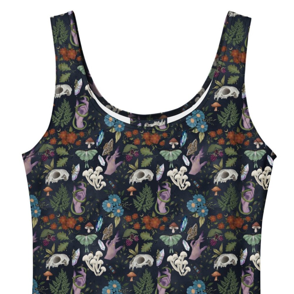 Dark Cottagecore Witchy Floral Fit & Flare Dress - Picture 2 of 14